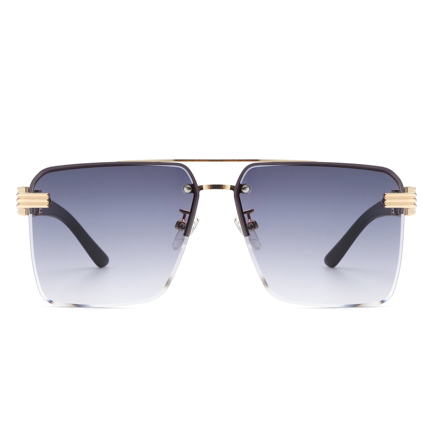 Elysian Retro Square Rimless Brow-Bar Tinted Fashion Sunglasses with a stylish design and UV protection.