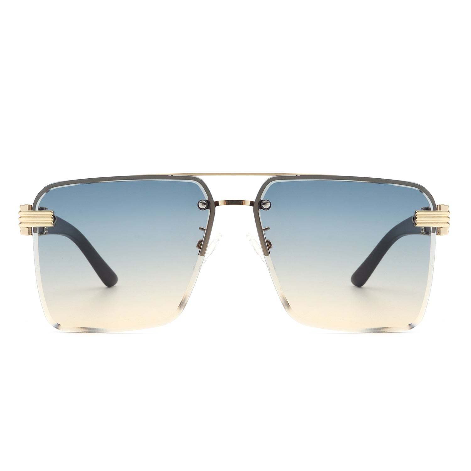 Elysian Retro Square Rimless Brow-Bar Tinted Fashion Sunglasses with a stylish design and UV protection.