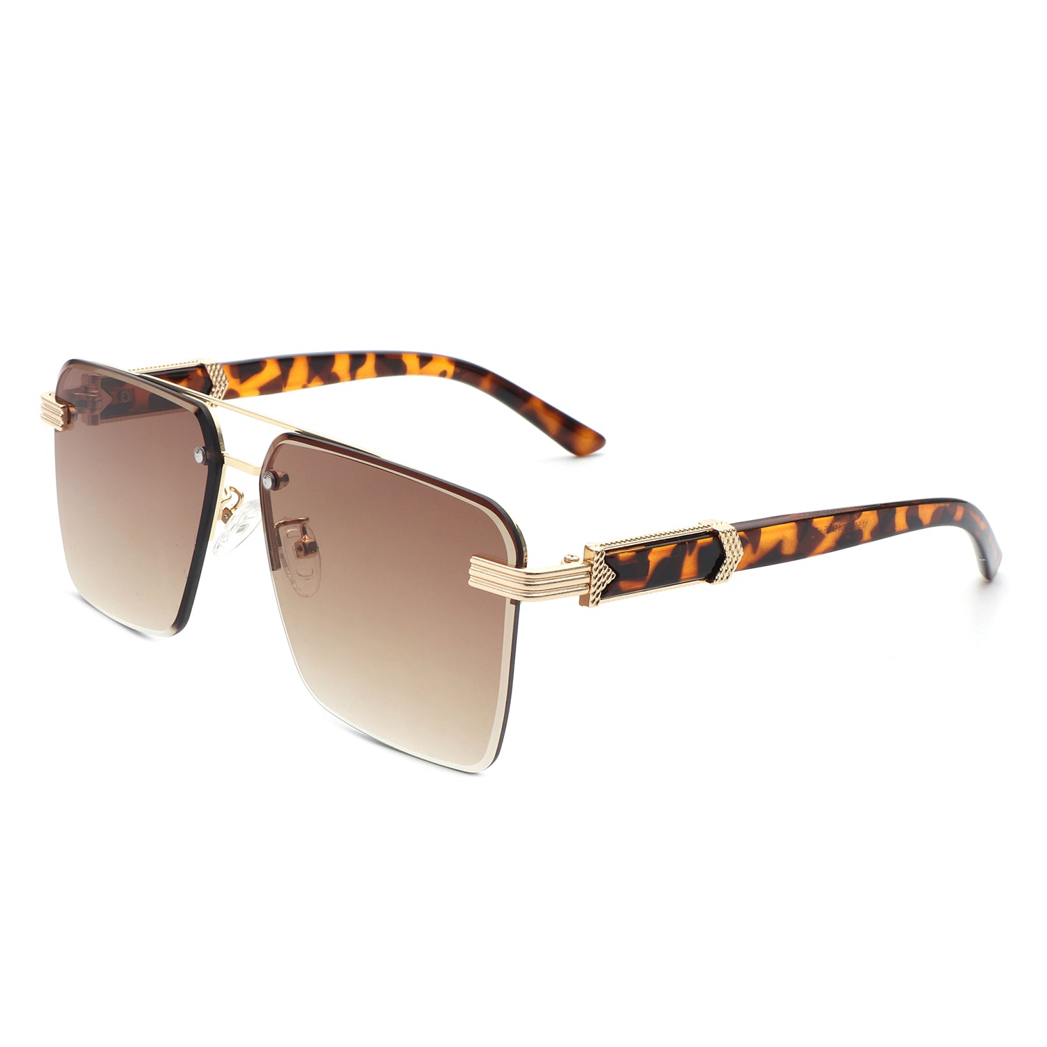 Elysian Retro Square Rimless Brow-Bar Tinted Fashion Sunglasses with a stylish design and UV protection.