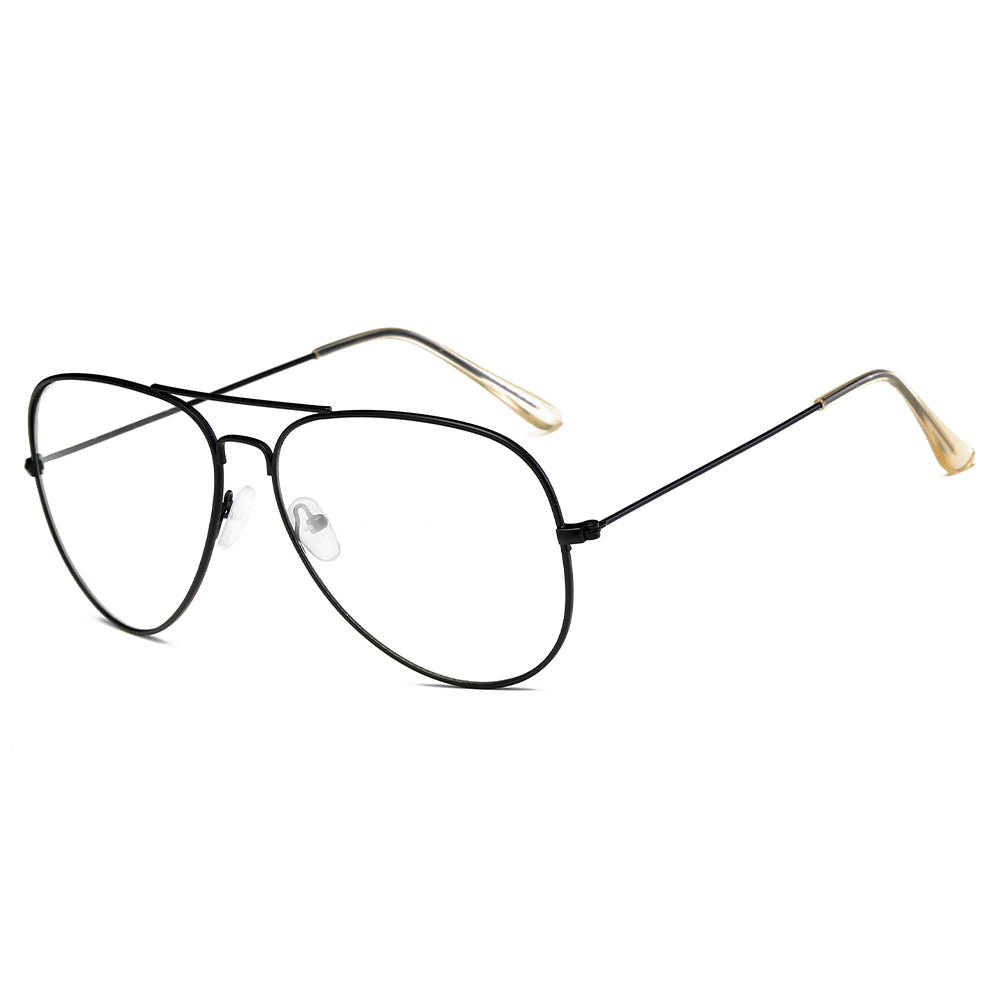 ENID Trendy Aviator Clear Glasses featuring non-prescription clear lenses and a classic design.