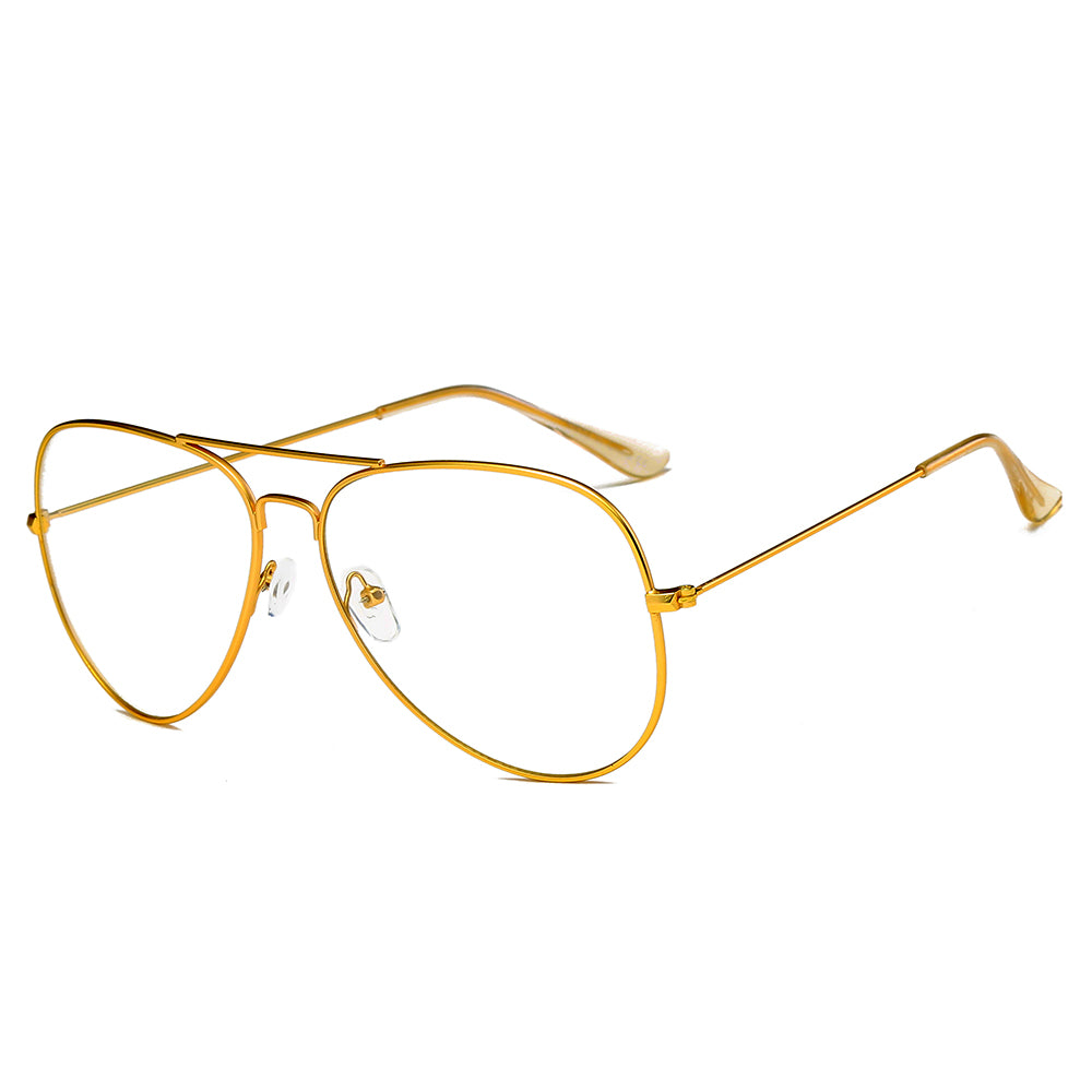 ENID Trendy Aviator Clear Glasses featuring non-prescription clear lenses and a classic design.