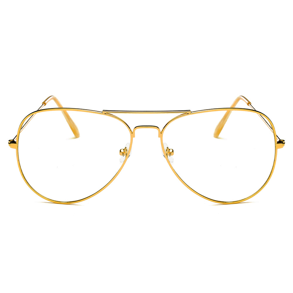 ENID Trendy Aviator Clear Glasses featuring non-prescription clear lenses and a classic design.
