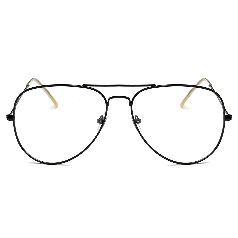 ENID Trendy Aviator Clear Glasses featuring non-prescription clear lenses and a classic design.