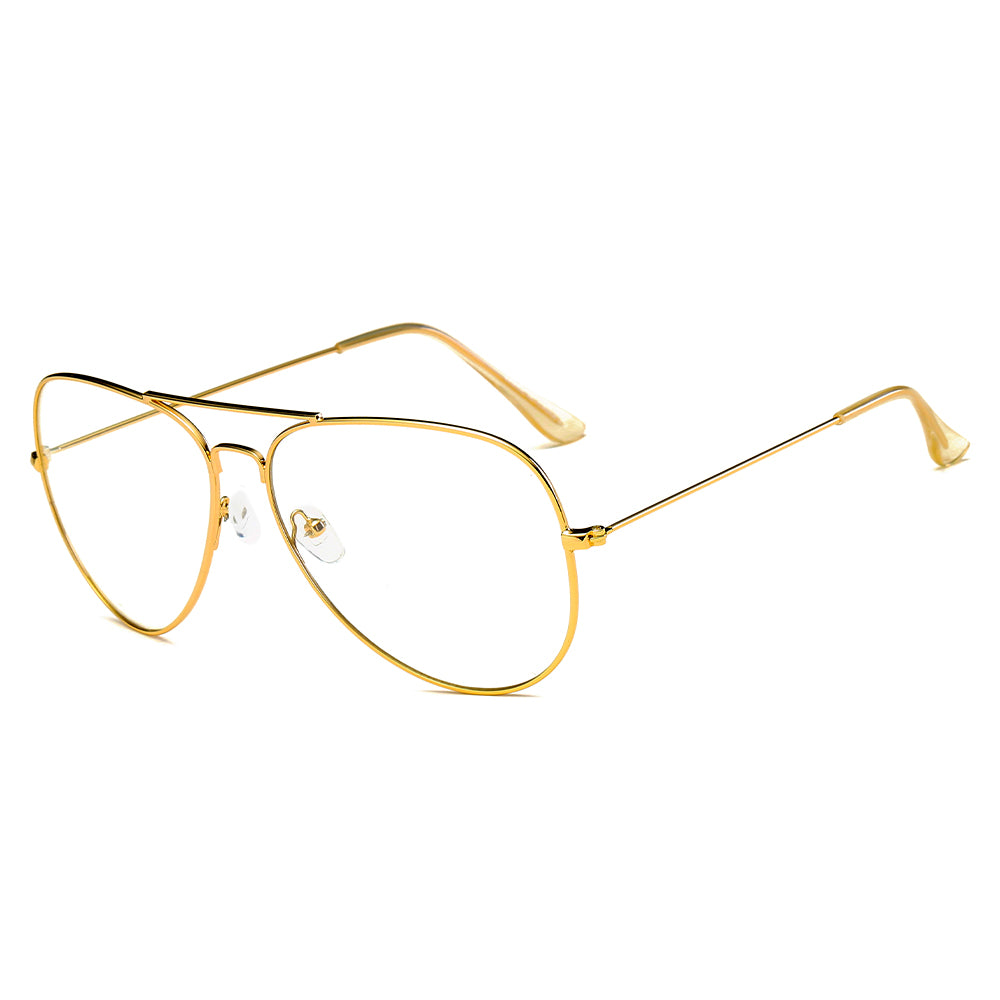 ENID Trendy Aviator Clear Glasses featuring non-prescription clear lenses and a classic design.