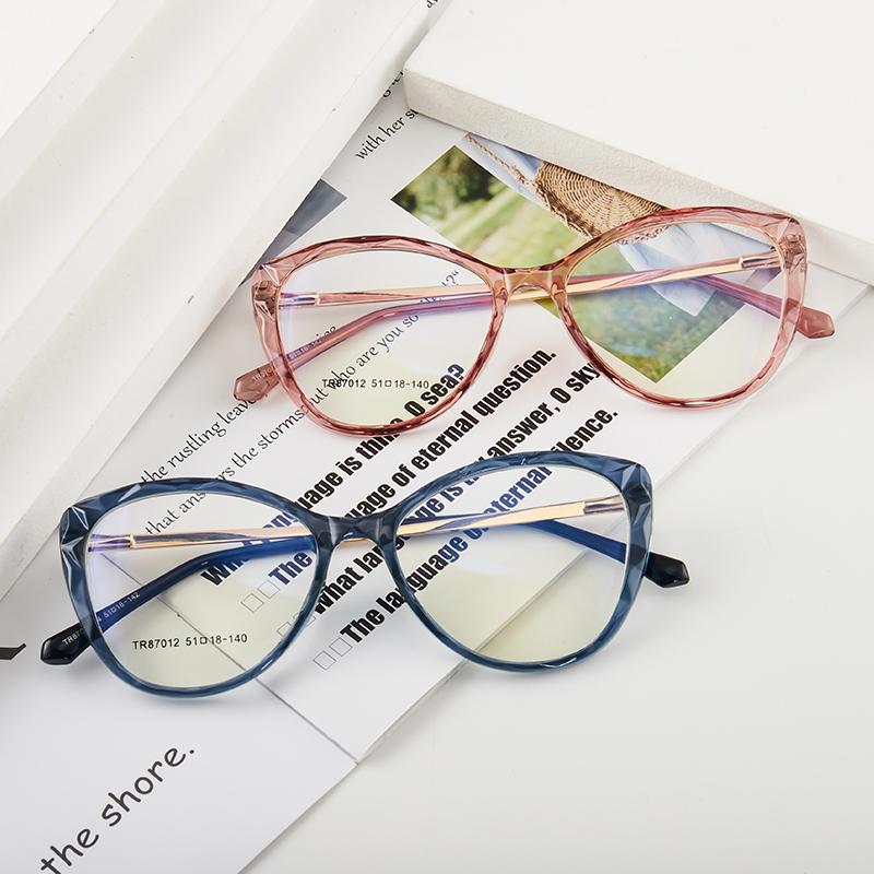 EP Anti-blue cat eye glasses with flat lenses, stylish design, and lightweight TR90 frame.