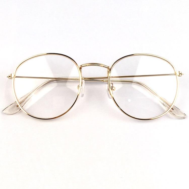 Stylish EP New Designer Woman Glasses with metal round frames, showcasing their elegant design and comfortable fit.
