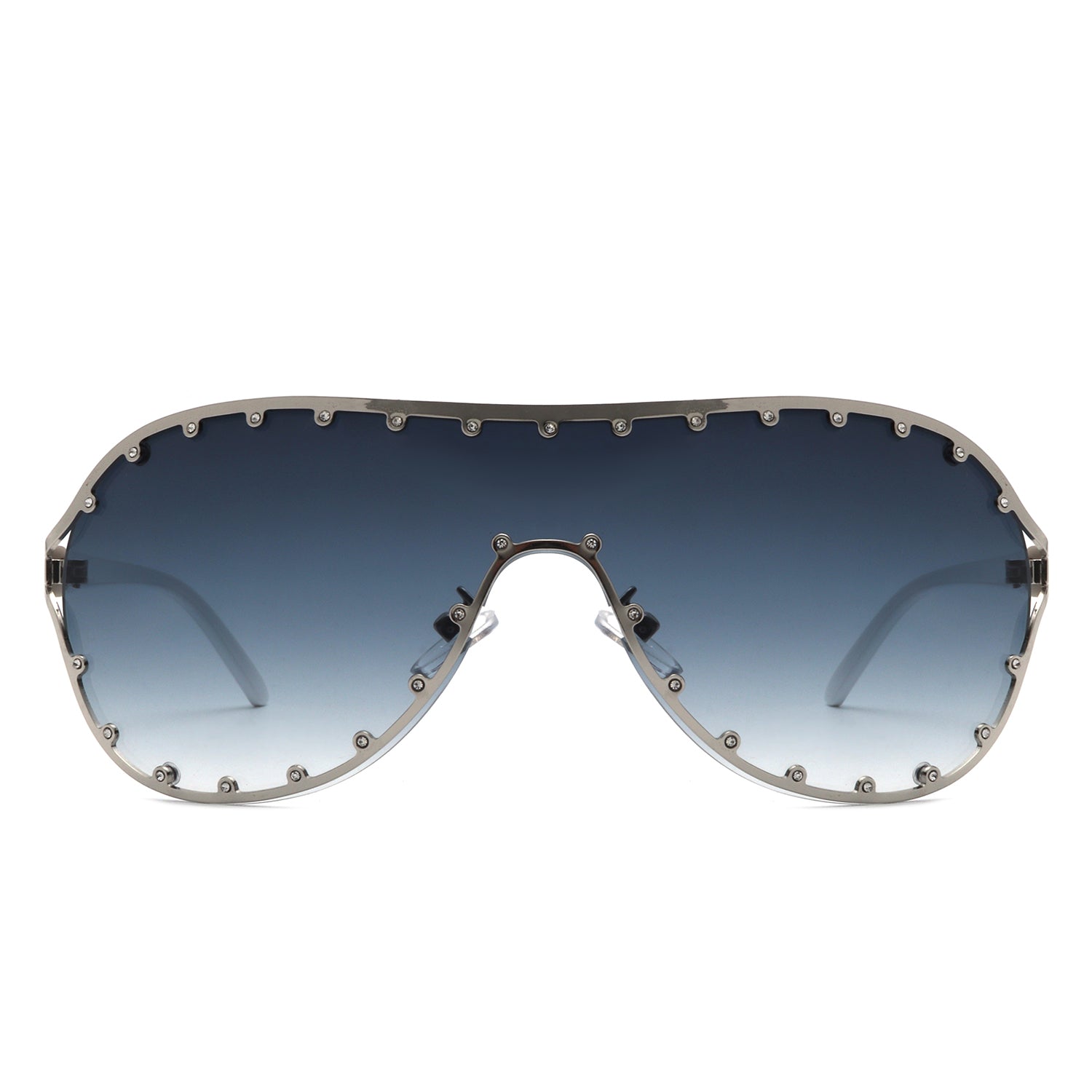 Evanesce oversized aviator sunglasses with rhinestone design, showcasing a stylish frame and protective lenses.
