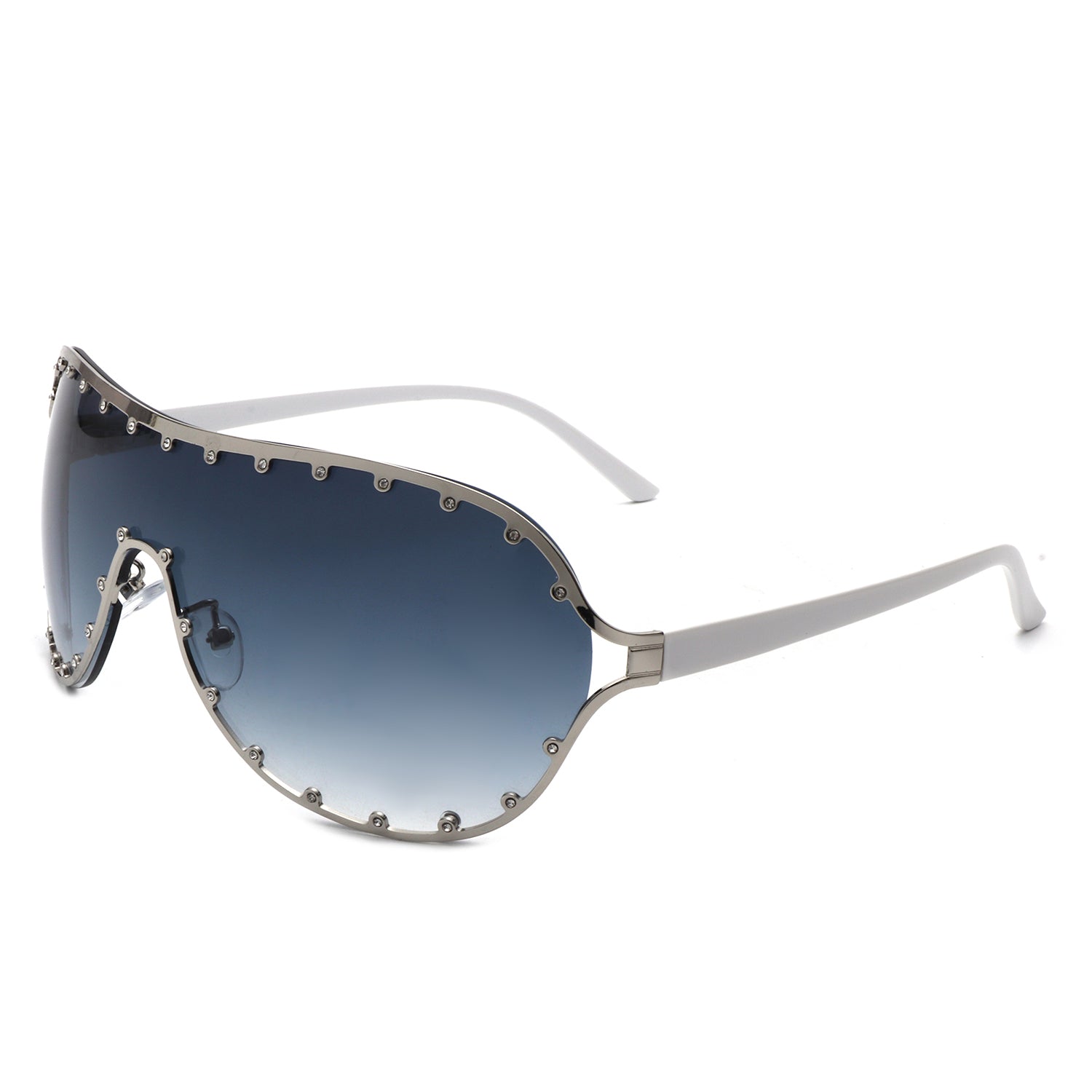 Evanesce oversized aviator sunglasses with rhinestone design, showcasing a stylish frame and protective lenses.