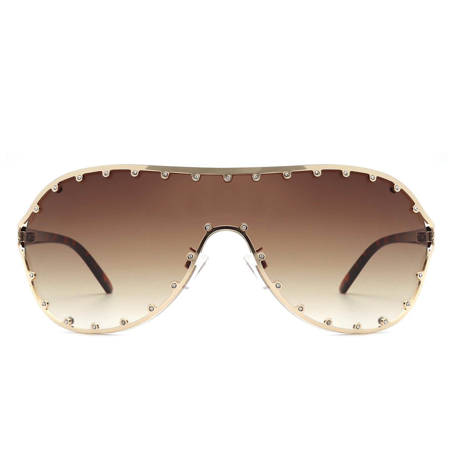 Evanesce oversized aviator sunglasses with rhinestone design, showcasing a stylish frame and protective lenses.