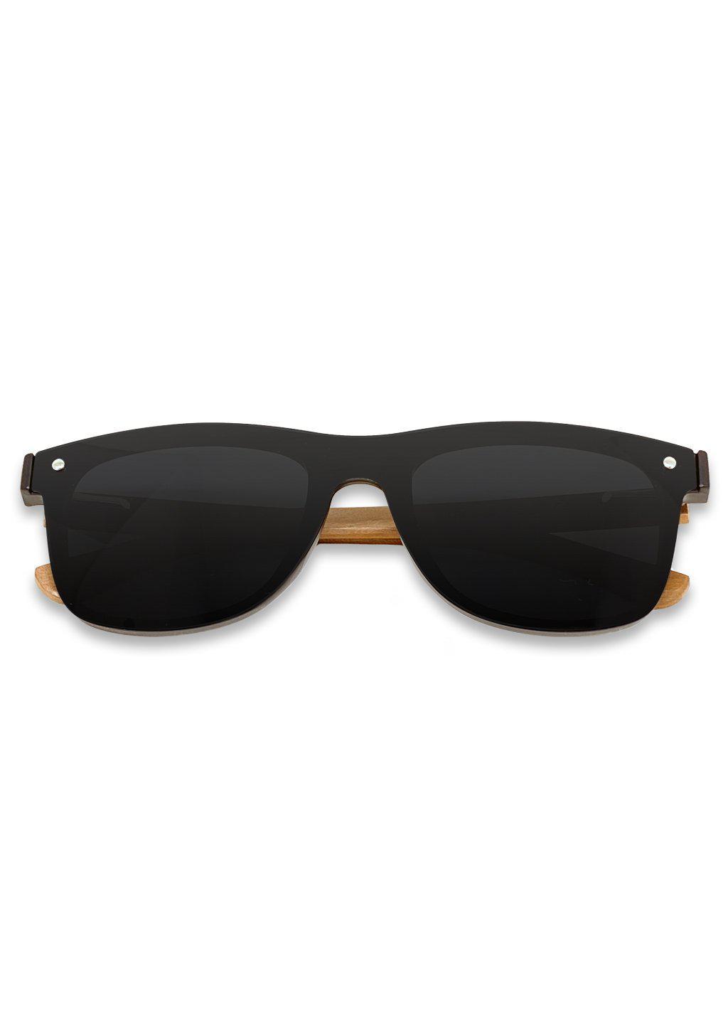 Eyewood Tomorrow - Taurus wooden sunglasses featuring rosewood frame and polarized black lenses, elegantly displayed in a handmade empress tree case.