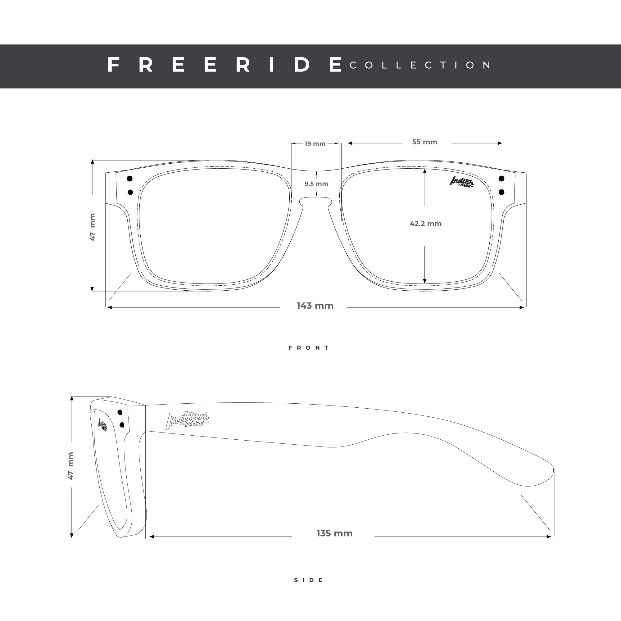 Freeride Blue/Bronze sunglasses with polarized lenses, showcasing a stylish unisex design suitable for outdoor activities.