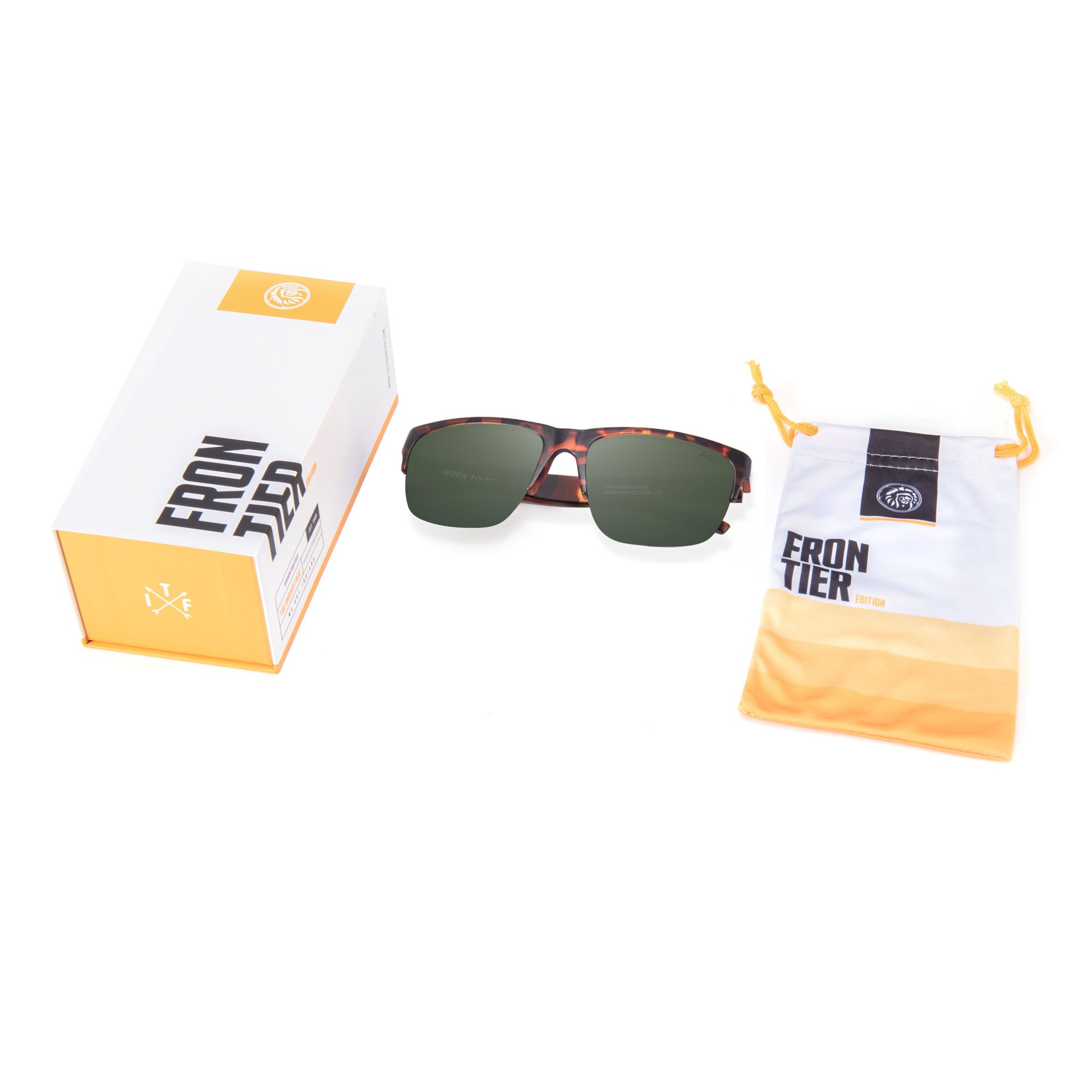 Frontier Tortoise sunglasses featuring a stylish unisex design with polarized lenses, perfect for outdoor activities.