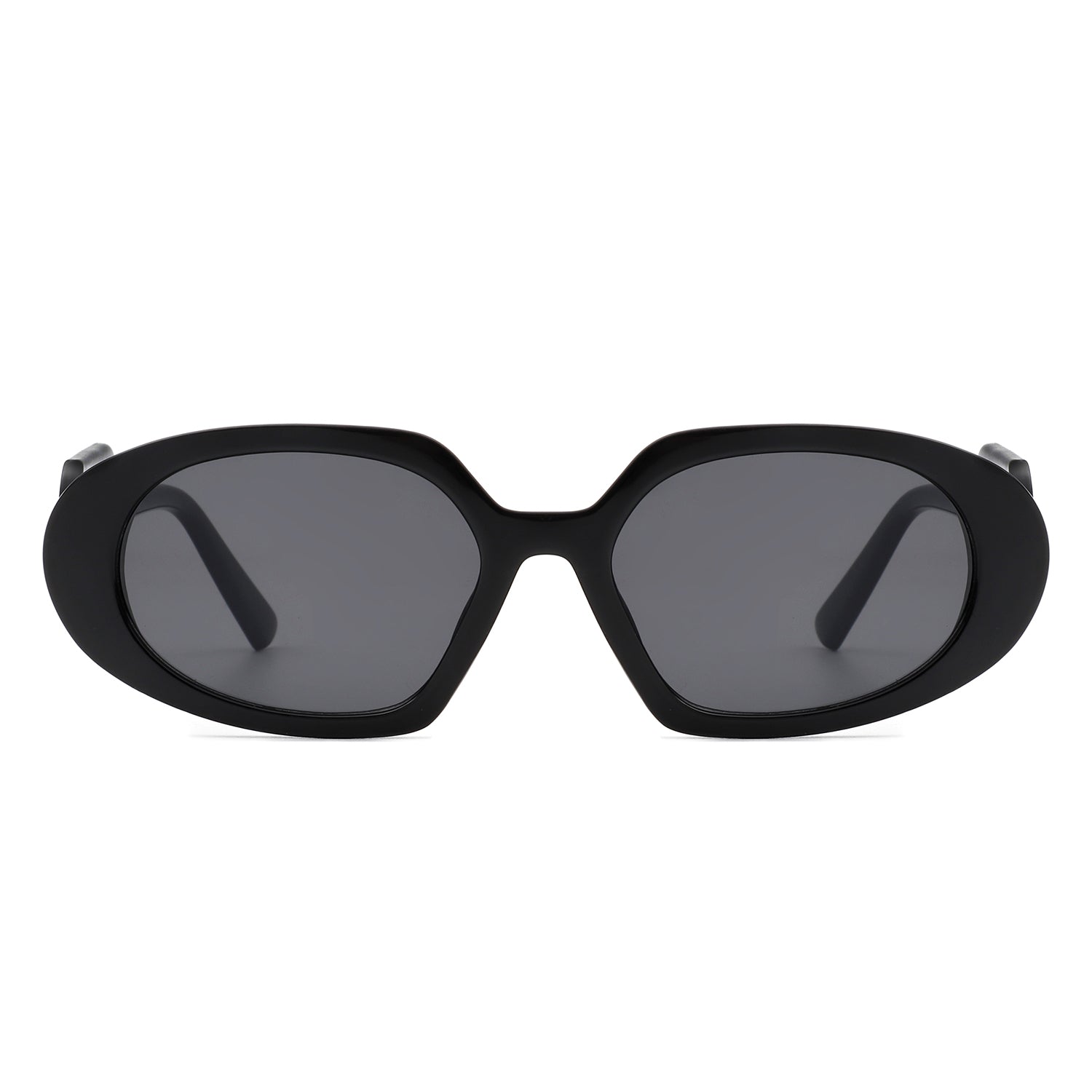 Glittera Rectangle Retro Oval Chic Round Lens sunglasses with leaf design, showcasing stylish plastic frame and UV protection.