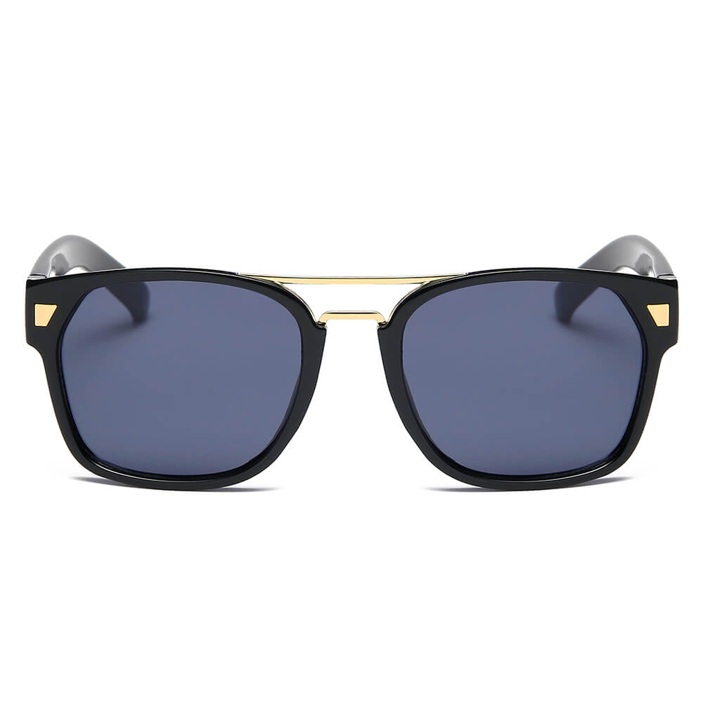 HINDMARSH Classic Retro Square Frame Fashion Sunglasses with double bridge styling, showcasing a stylish design and UV protection.