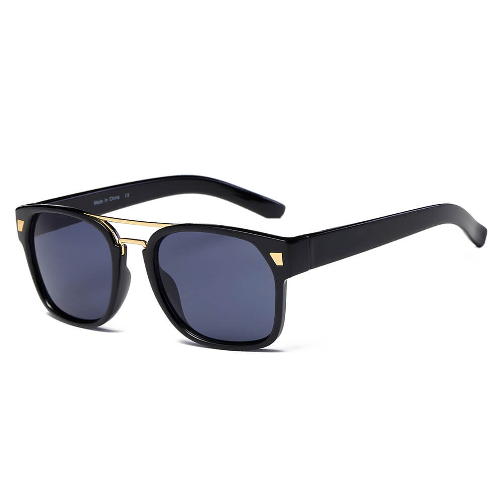 HINDMARSH Classic Retro Square Frame Fashion Sunglasses with double bridge styling, showcasing a stylish design and UV protection.