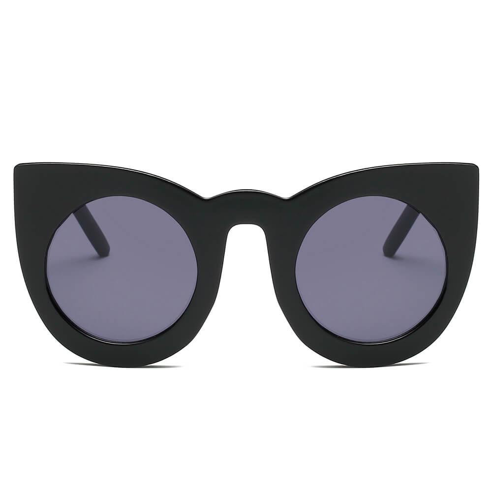 Hinton Women Round Cat Eye Oversize Sunglasses with stylish design and UV protection.