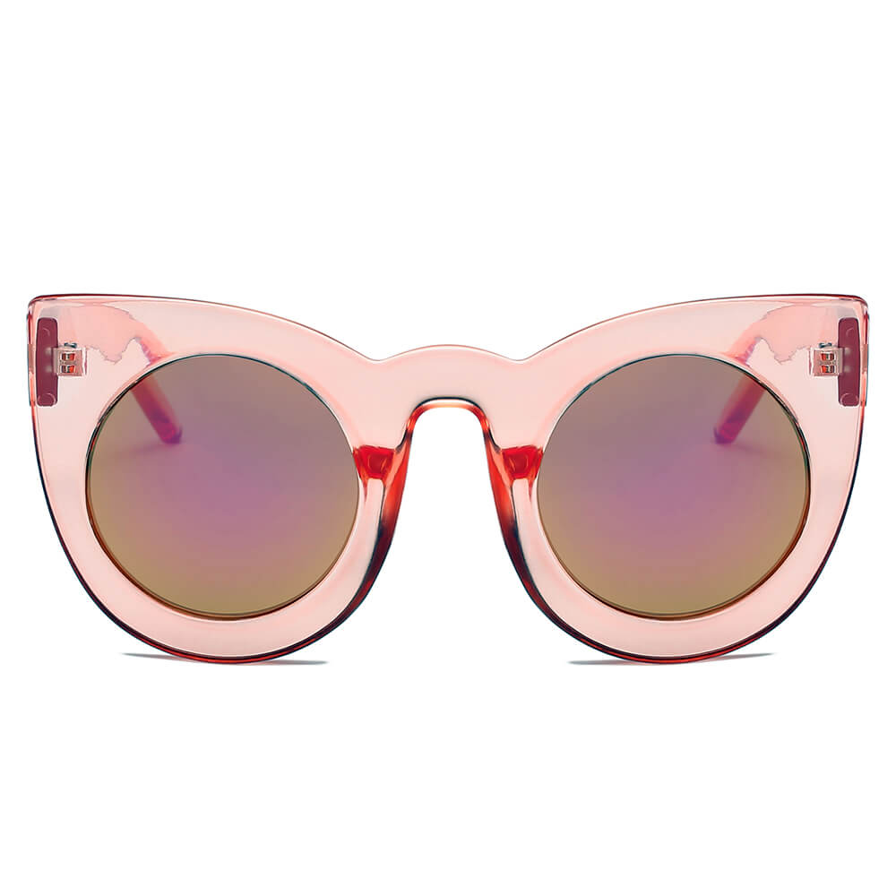 Hinton Women Round Cat Eye Oversize Sunglasses with stylish design and UV protection.