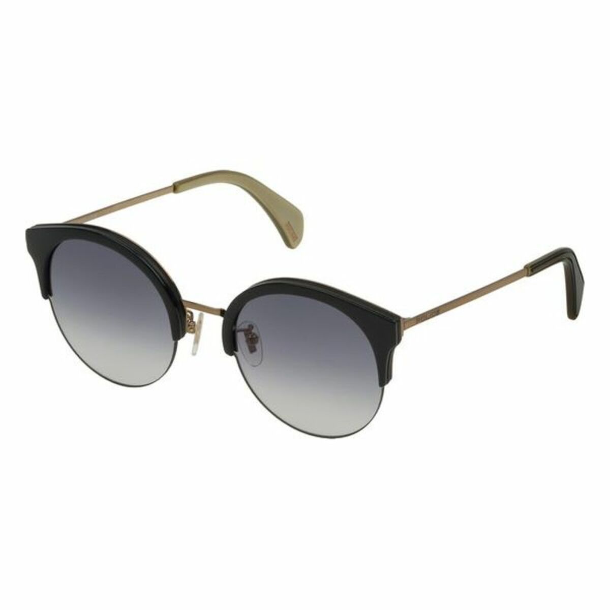 Black round-frame sunglasses with gradient lenses.