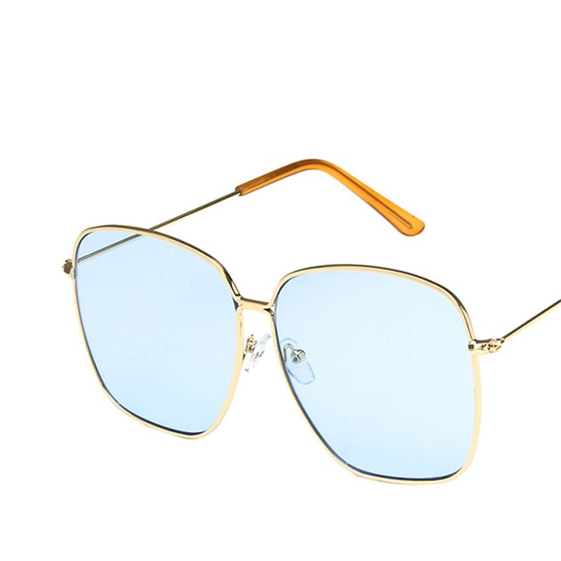 Large frame square sunglasses for women, showcasing a classic retro design with metal construction, perfect for street style.