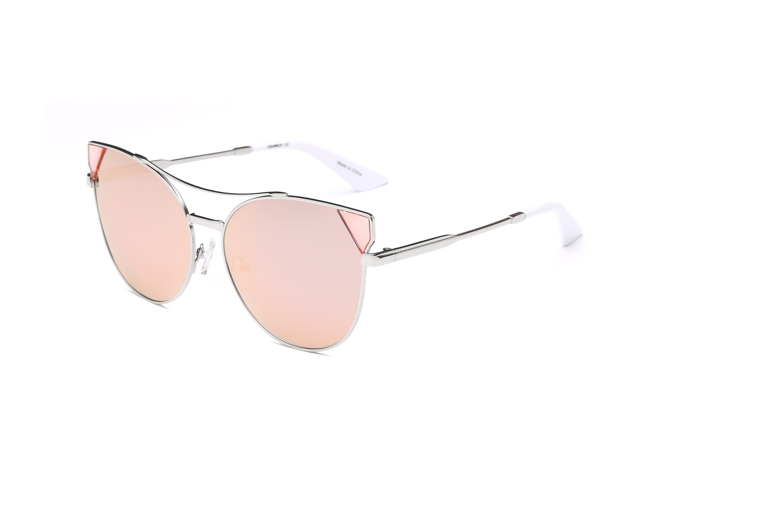 Stylish Lexi Sunglasses featuring a round cat eye design with a metal frame and PC lenses, providing 100% UVA & UVB protection.