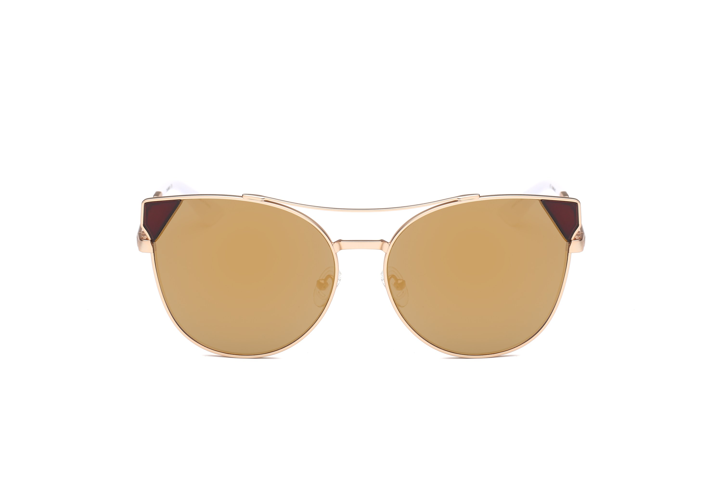 Stylish Lexi Sunglasses featuring a round cat eye design with a metal frame and PC lenses, providing 100% UVA & UVB protection.