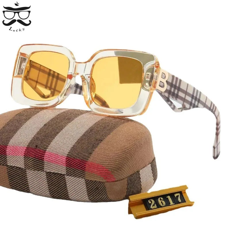 Luxury Retro Large Frame Sunglasses with a stylish plastic square frame and UV400 lenses, perfect for strong women.
