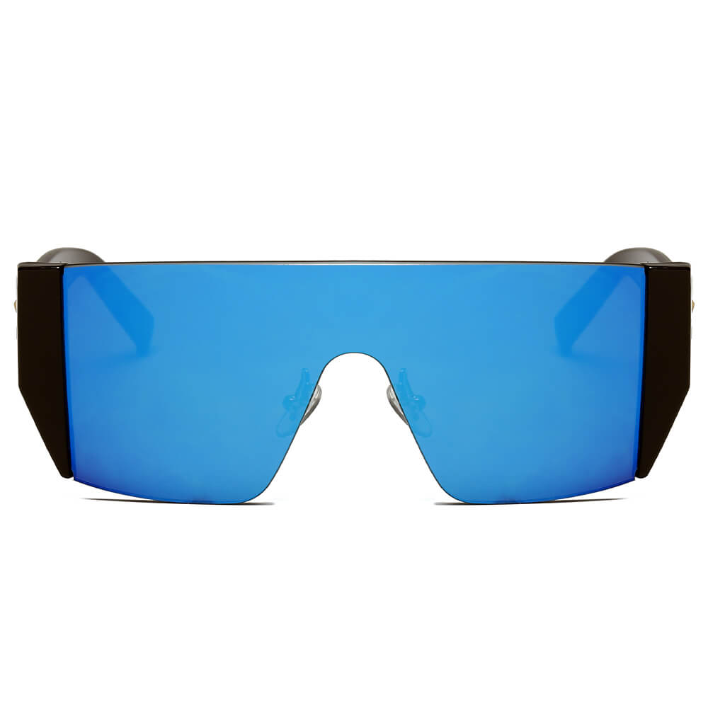 MABLETON Women Retro Flat Top Lens Square Shield Wrap Around sunglasses with a stylish design and protective lenses.