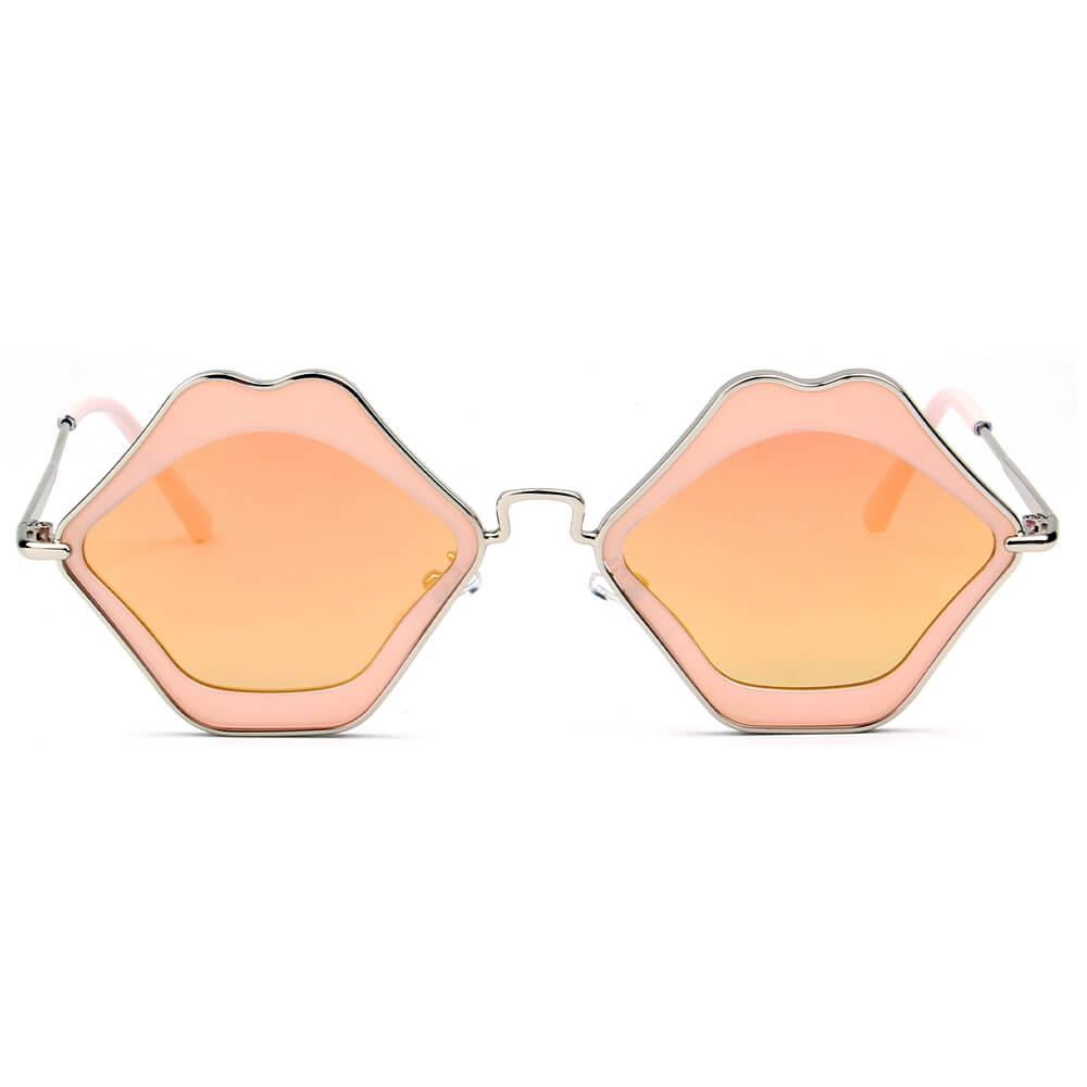 MADISON funky lip-shaped sunglasses for women, featuring a playful design with a metal frame and PC lenses, perfect for hippie love vibes.