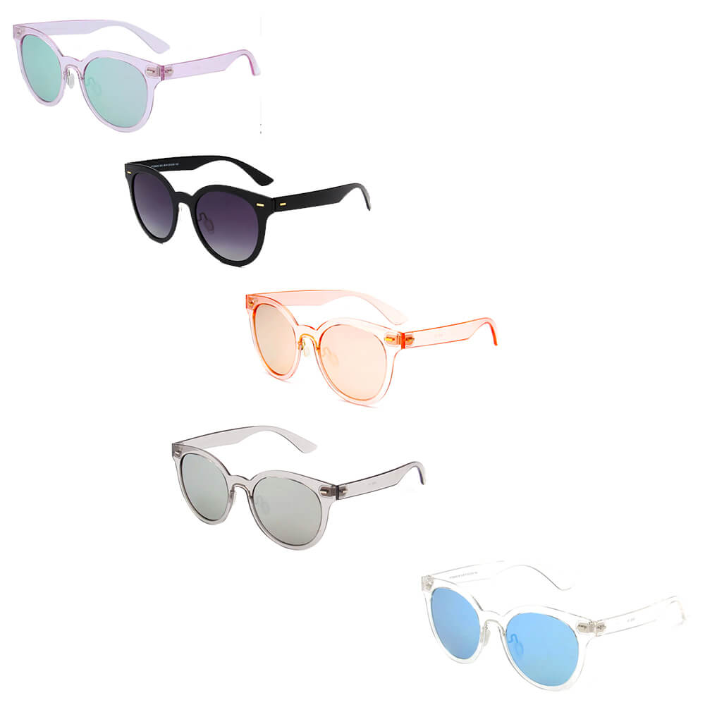 Manhata Women Round Fashion Sunglasses with polarized lenses and TR90 frame, showcasing a stylish round design.