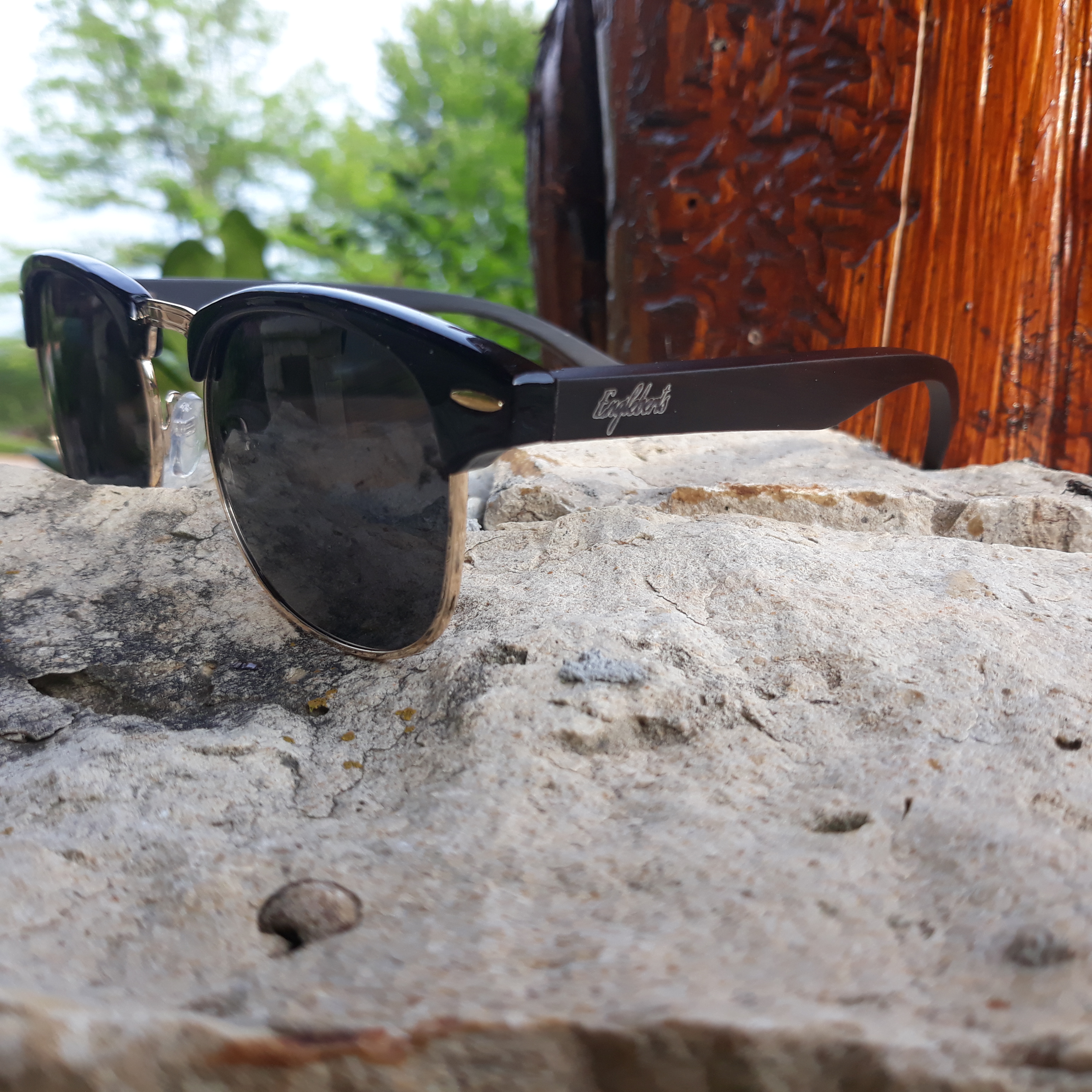 Midnight Black Bamboo Club Sunglasses with polarized lenses, handcrafted from premium bamboo, featuring stylish design and UV protection.