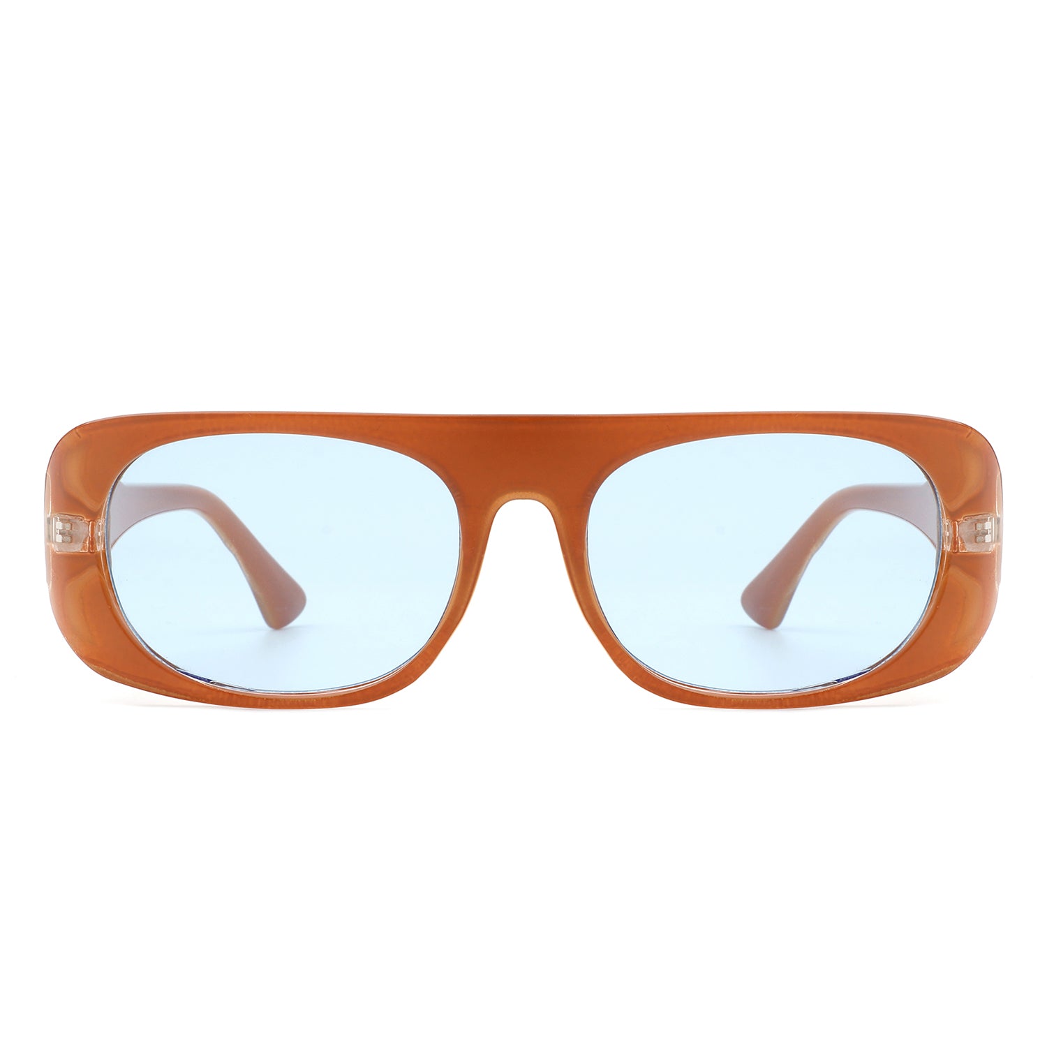 Midnites Rectangle Retro Oval Fashion Flat Top Vintage Sunglasses with plastic frame and PC lenses, offering stylish UV protection.