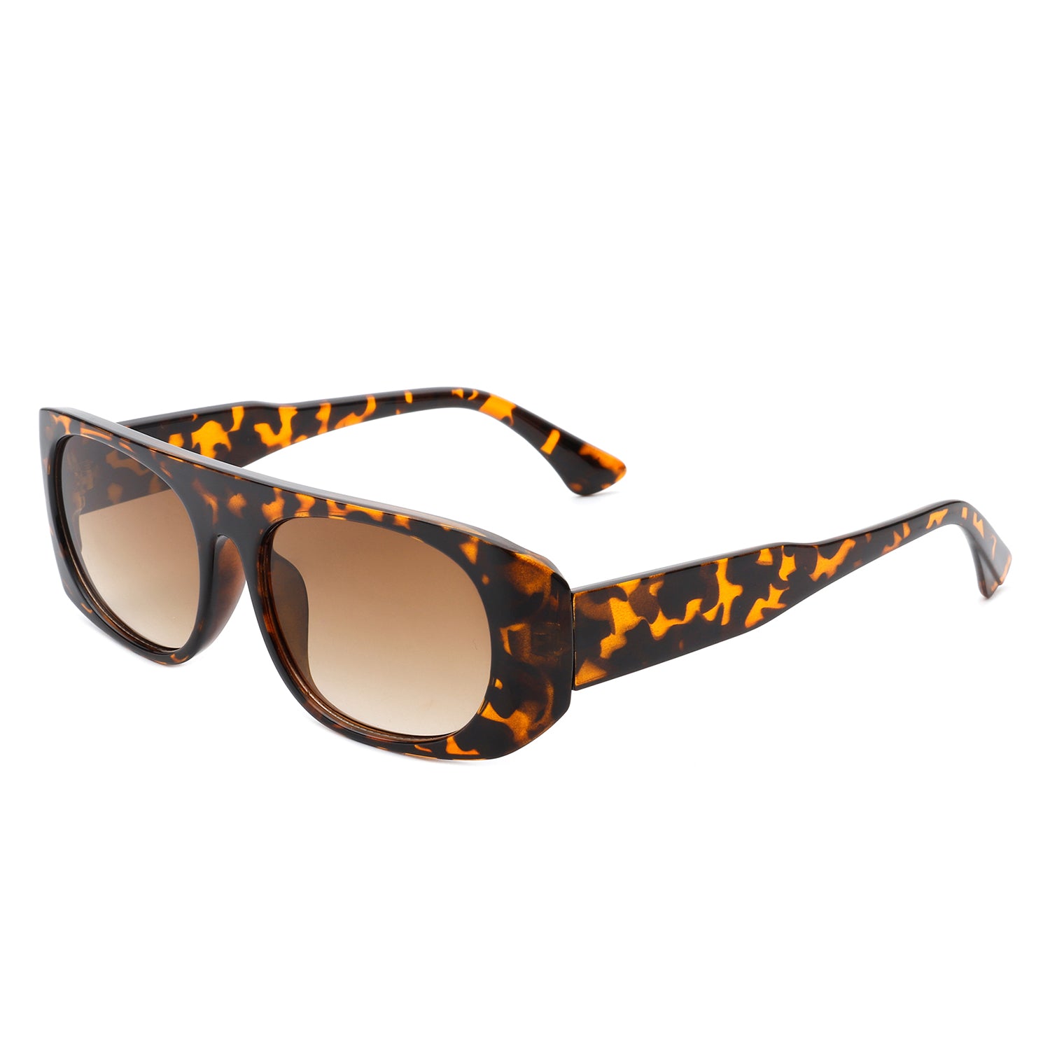 Midnites Rectangle Retro Oval Fashion Flat Top Vintage Sunglasses with plastic frame and PC lenses, offering stylish UV protection.