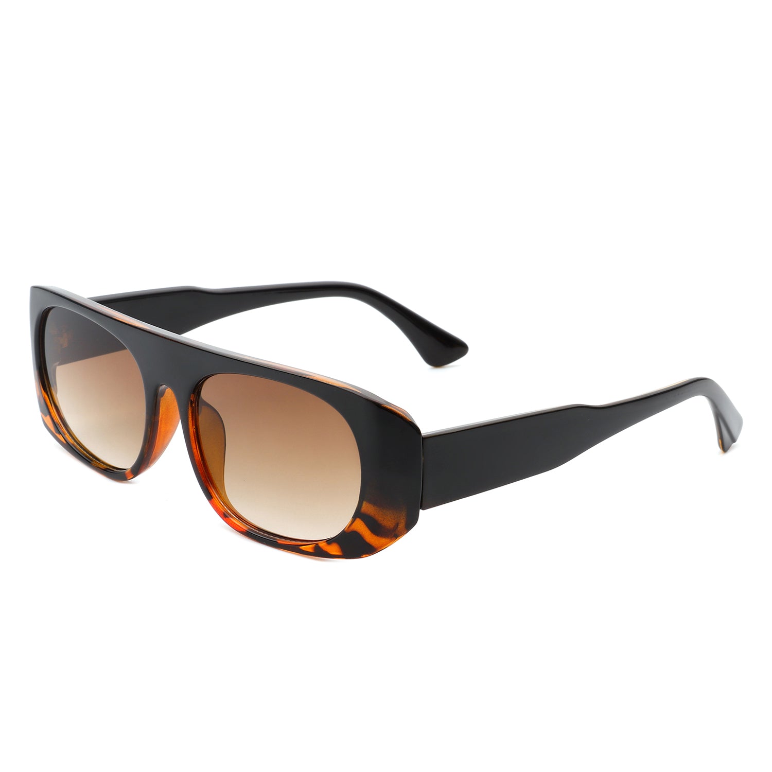 Midnites Rectangle Retro Oval Fashion Flat Top Vintage Sunglasses with plastic frame and PC lenses, offering stylish UV protection.