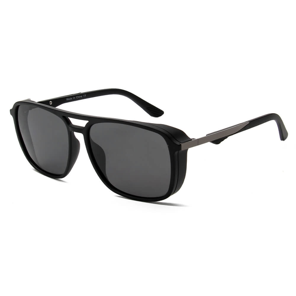 NAPA Retro Vintage Flat Brow Bar Polarized Square Fashion Sunglasses with a stylish design and polarized lenses for UV protection.