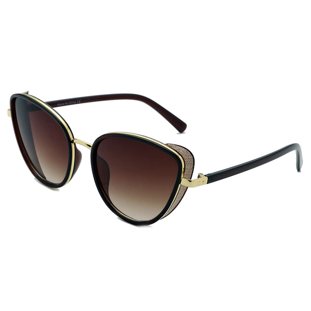 NARVA Women Sleek Glitter Glamour Cat Eye Sunglasses with a stylish cat eye design and glitter accents, perfect for fashion-forward women.