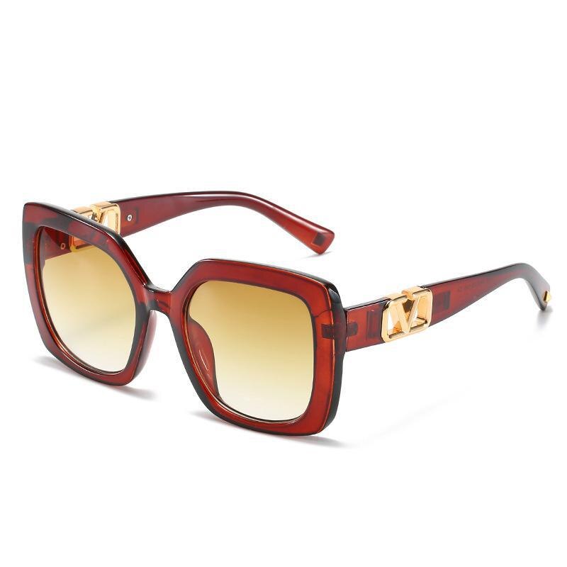 A pair of stylish New Fashion Square V-Shaped Sunglasses for women, featuring a large frame and modern design.