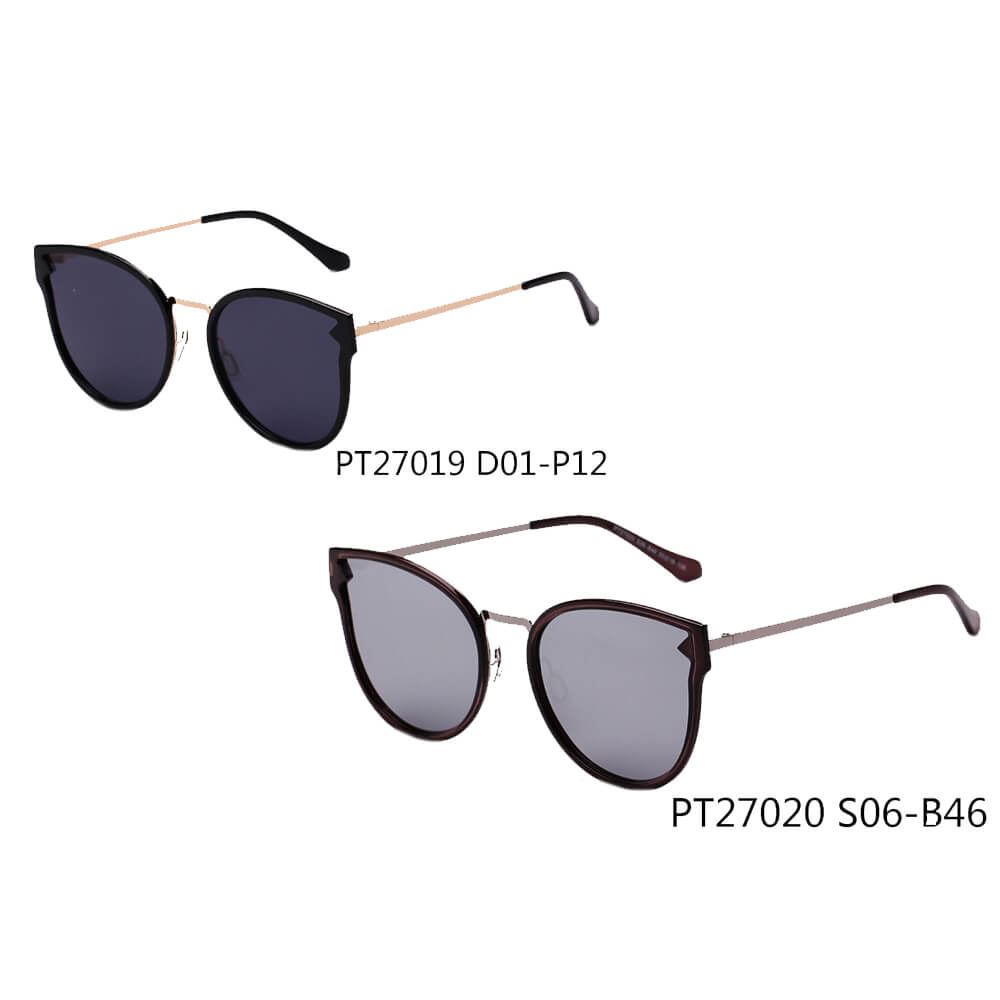 NICE Women Round Cat Eye Polarized Sunglasses with metal frame and CR-39 lenses, showcasing a stylish cat eye design.