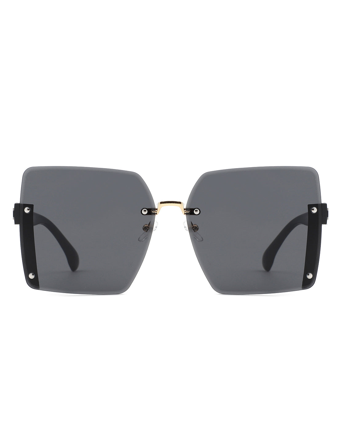 Nysera Rimless Fashion Square Flat Top Sunglasses with a sleek design, showcasing their flat top and square frame, perfect for modern fashion.