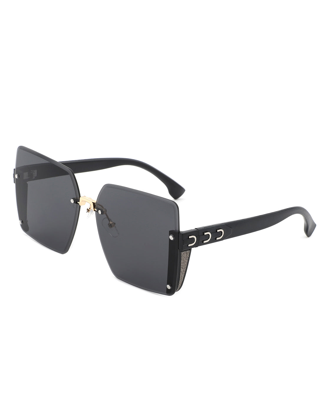 Nysera Rimless Fashion Square Flat Top Sunglasses with a sleek design, showcasing their flat top and square frame, perfect for modern fashion.