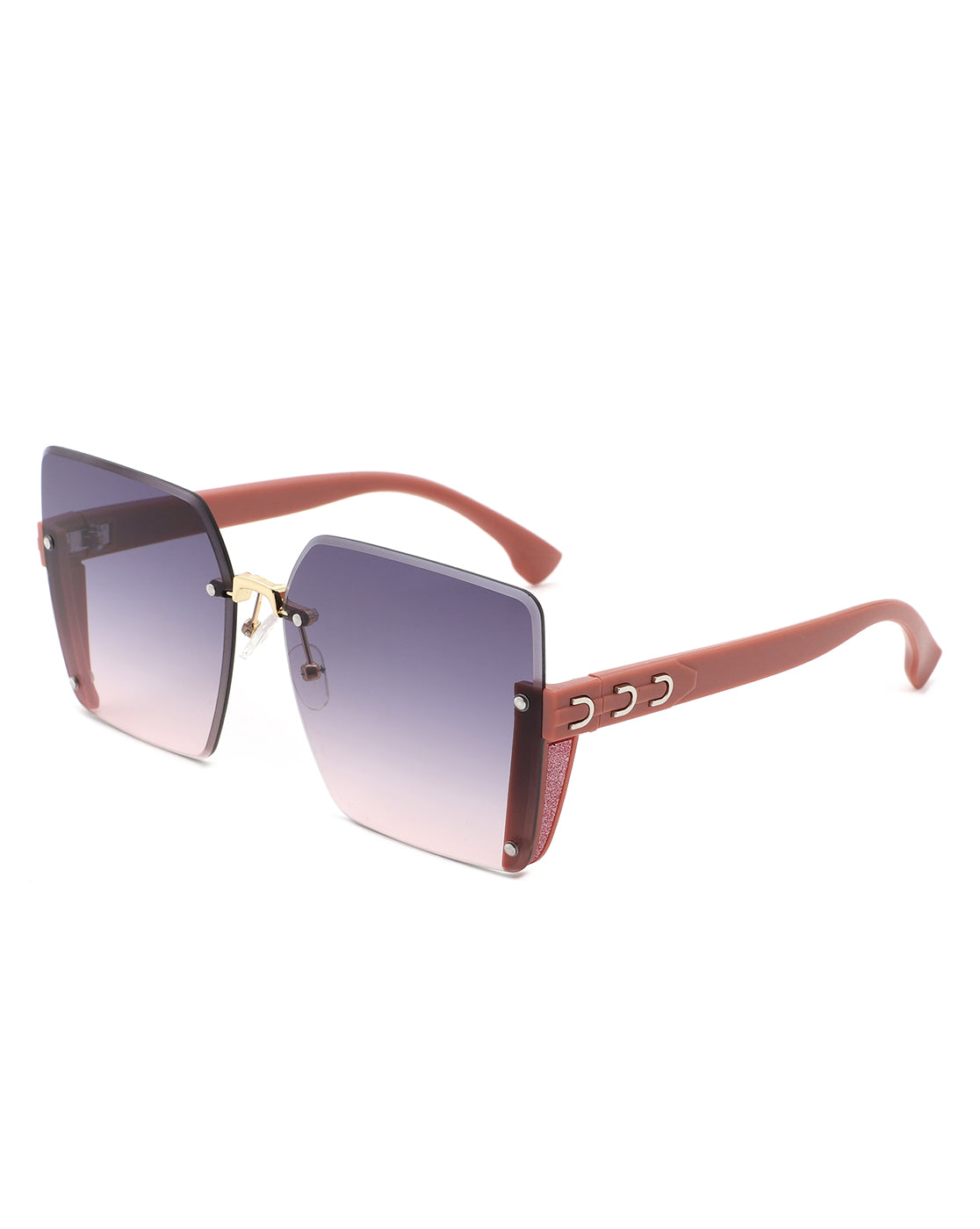 Nysera Rimless Fashion Square Flat Top Sunglasses with a sleek design, showcasing their flat top and square frame, perfect for modern fashion.