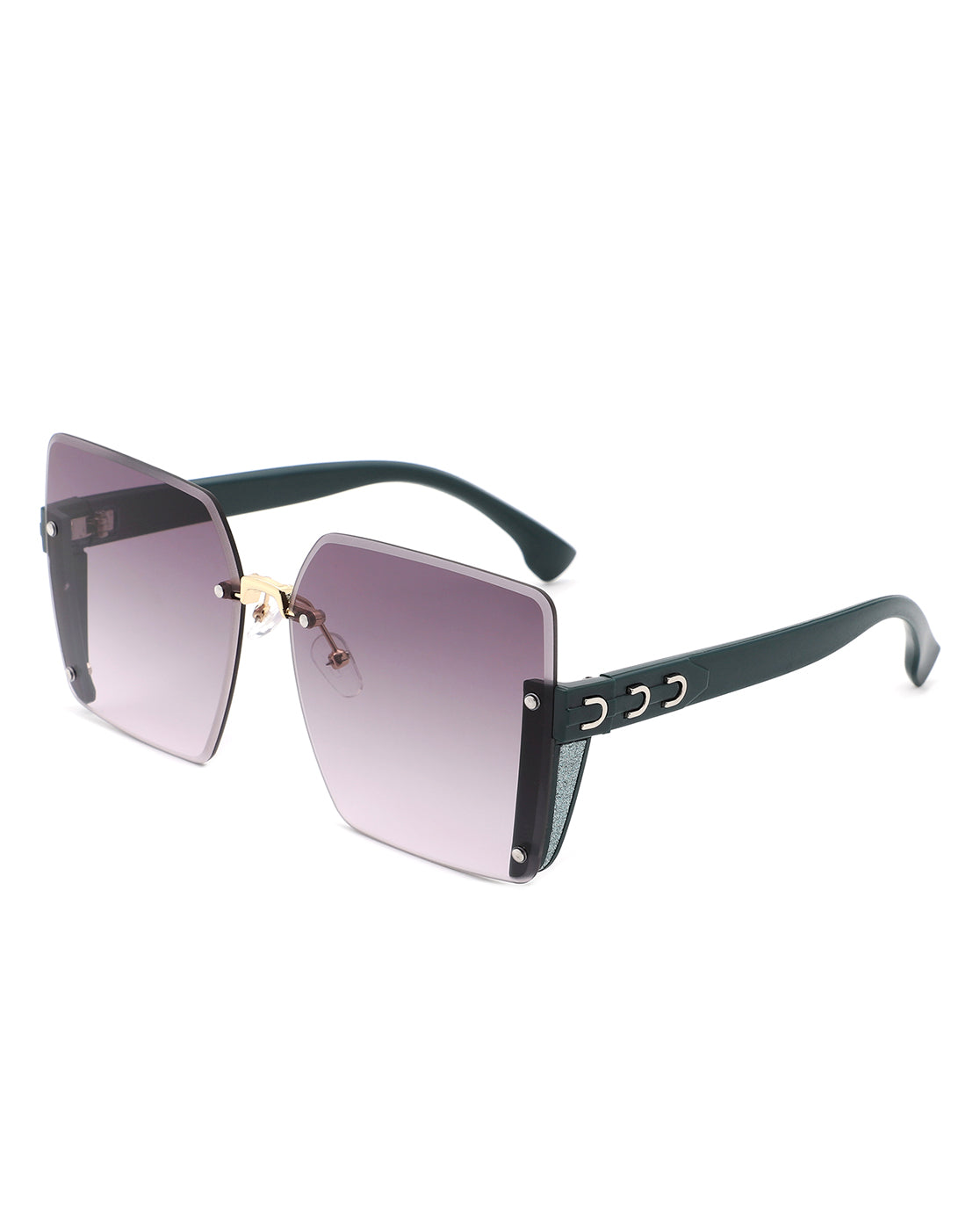 Nysera Rimless Fashion Square Flat Top Sunglasses with a sleek design, showcasing their flat top and square frame, perfect for modern fashion.