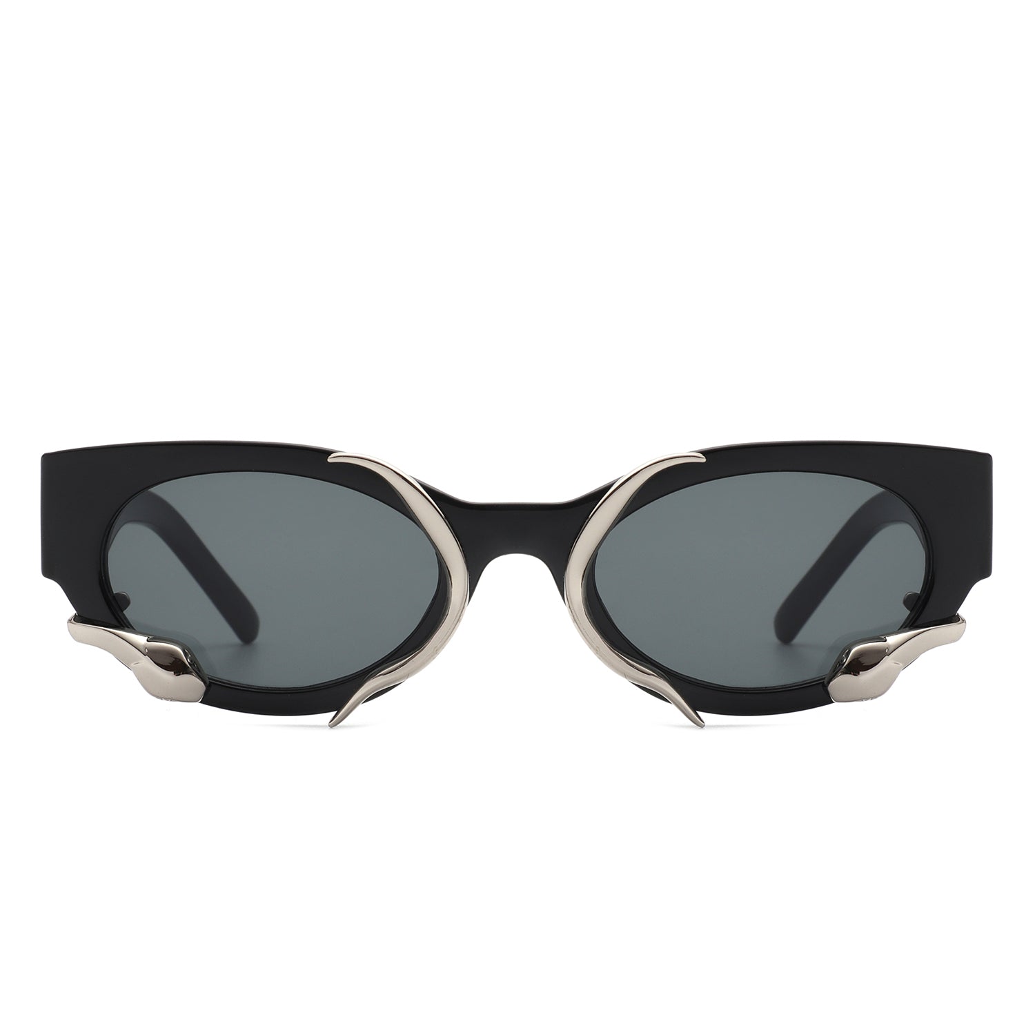 Oclary Round Fashion Snake Design Cat Eye Women's Sunglasses featuring a unique snake design and stylish cat eye shape.