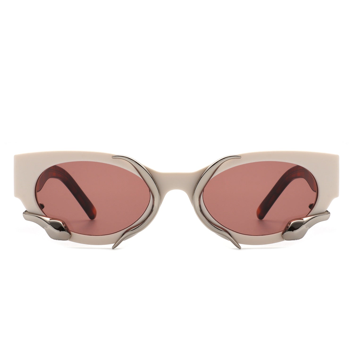 Oclary Round Fashion Snake Design Cat Eye Women's Sunglasses featuring a unique snake design and stylish cat eye shape.