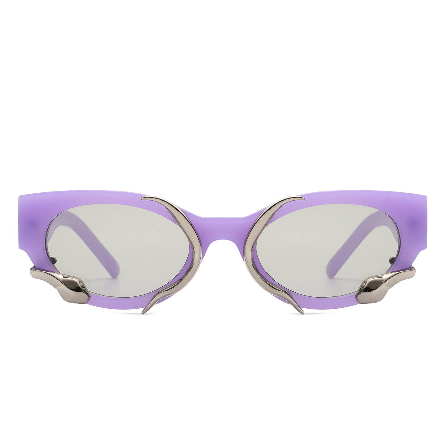 Oclary Round Fashion Snake Design Cat Eye Women's Sunglasses featuring a unique snake design and stylish cat eye shape.