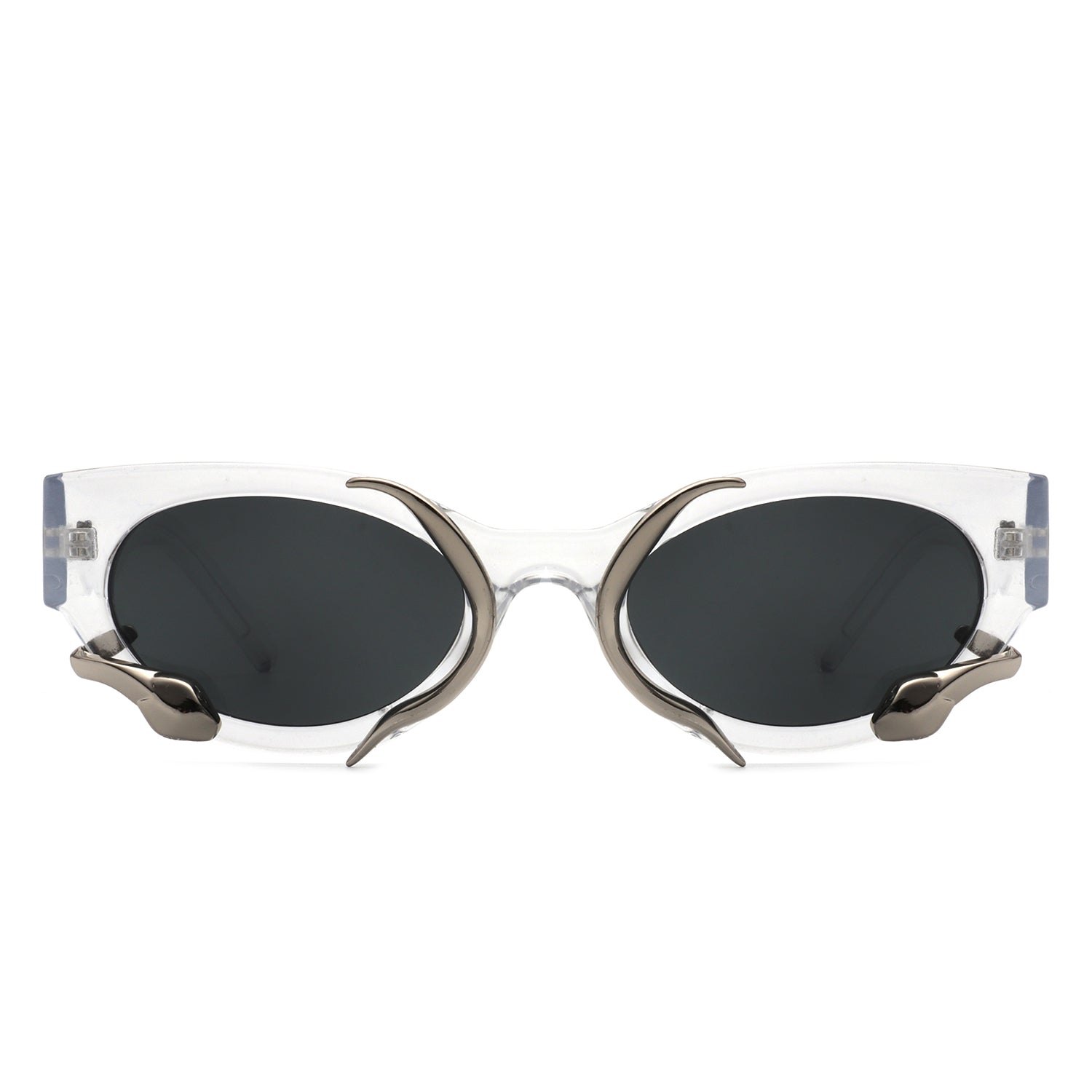 Oclary Round Fashion Snake Design Cat Eye Women's Sunglasses featuring a unique snake design and stylish cat eye shape.