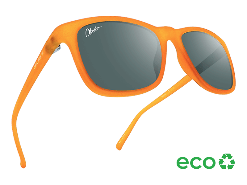 Okulars Eco Nordic Amber Black sunglasses with a matte finish, showcasing a stylish design made from recycled materials.
