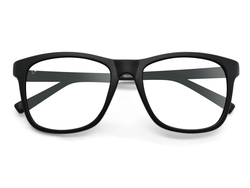 Okulars Eco Nordic Luce Blu - Black glasses with a sleek design, made from recycled materials, displayed with a microfiber case.