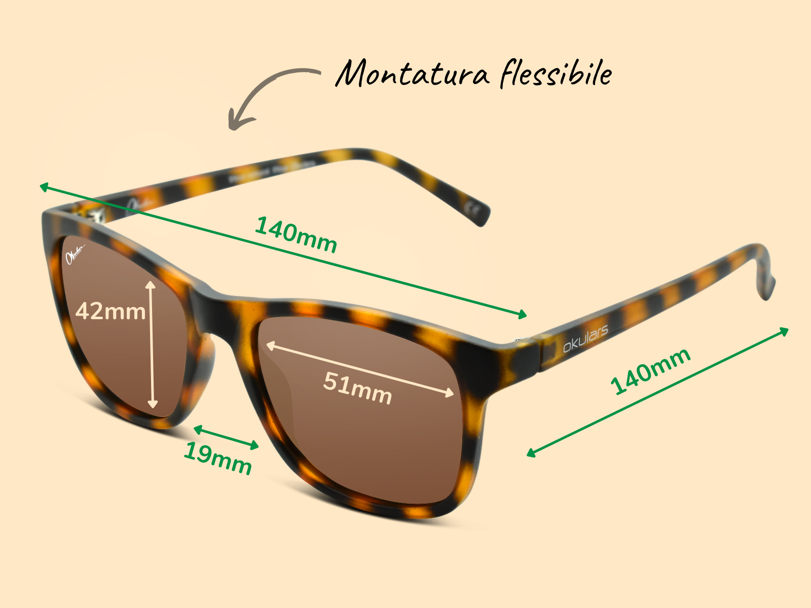 Okulars Eco Nordic Sand sunglasses made from recycled materials, featuring a matte finish and UV400 protection.