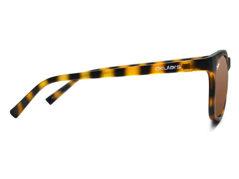 Okulars Eco Nordic Sand sunglasses made from recycled materials, featuring a matte finish and UV400 protection.