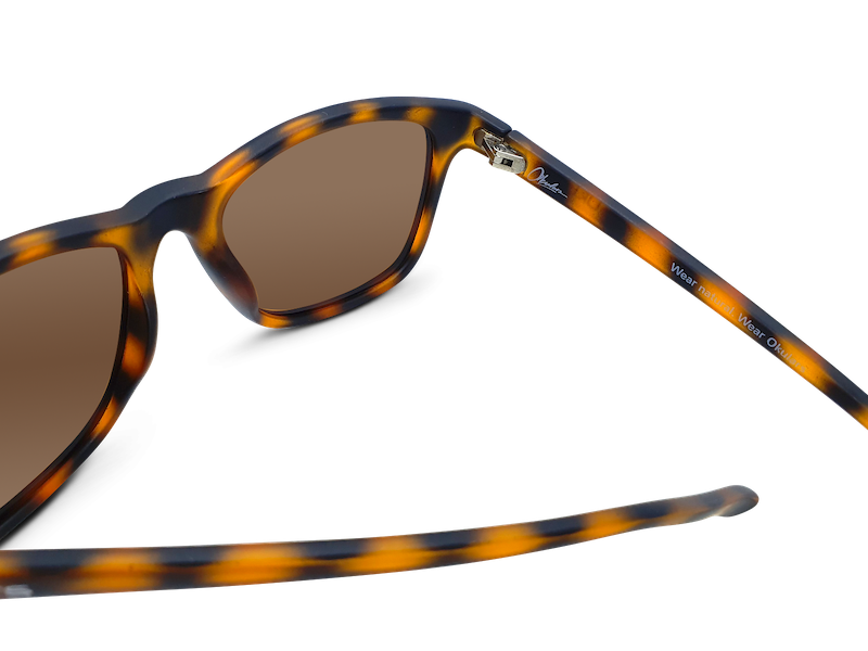 Okulars Eco Nordic Sand sunglasses made from recycled materials, featuring a matte finish and UV400 protection.